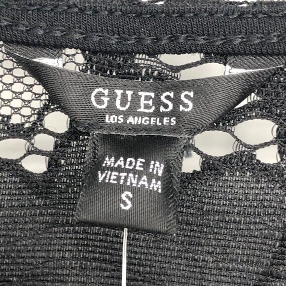 NWT Guess Black Lace Up Sheer Floral Lace Corset Bodysuit Mesh 1/4 Sleeve size S - Picture 9 of 16